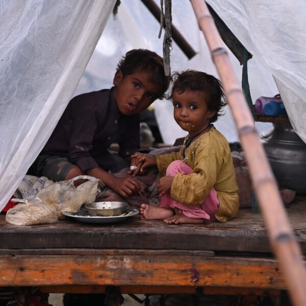 Homeless Children Eating Food